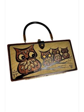 Vintage Mid Century Enid Collins Retro Mod Wise Guys Owl Box Bag Purse